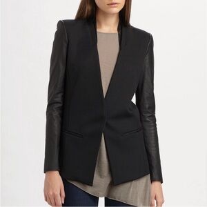 Helmut Lang Wool and Leather Black Blazer size 4